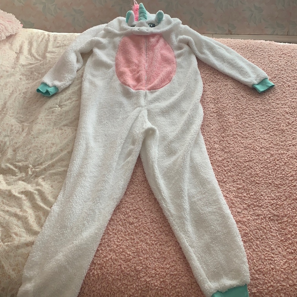 Cozy Unicorn Onesie Pajama - White and Pink